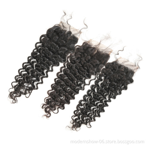Deep wave  Lace Closure 5*5 4*4 Human Hair  Deep Wave Virgin Hair Transparent HD  Lace Closure